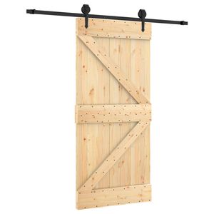 vidaXL Skyded&oslash;r Naturfarvet og sort 95 x 210 cm Massivt Fyrretr&aelig;