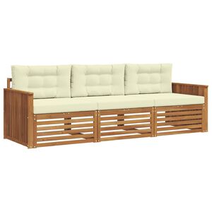 vidaXL Udend&oslash;rs sofagruppe med pude 3 pcs Naturlig og Fl&oslash;de