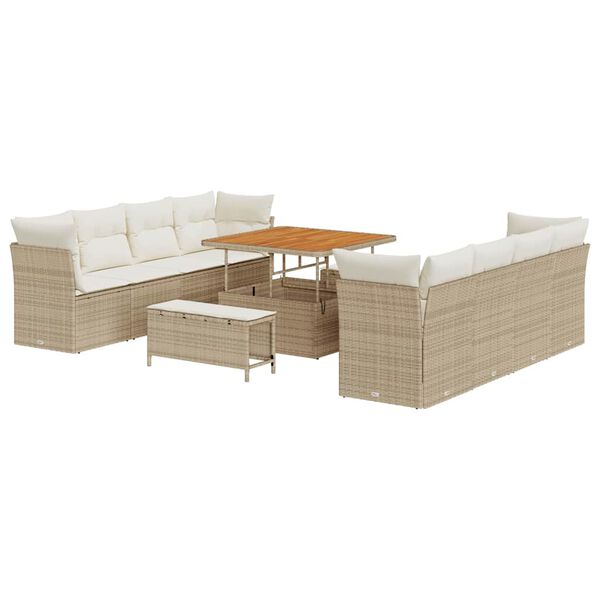 vidaXL Havesofa S&aelig;t med pude 11 pcs Beige og creme polyrattan