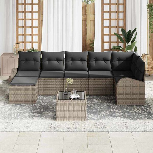vidaXL Havesofa S&aelig;t med pude 8 pcs Gr&aring; Poly rattan