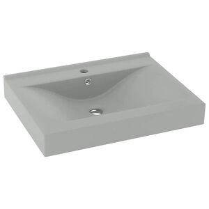 vidaXL luksuri&oslash;s h&aring;ndvask m. vandhanehul 60x46 cm keramik mat lysegr&aring;