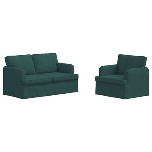 vidaXL Sofa S&aelig;t 2 pcs M&oslash;rkegr&oslash;n 144 x 80 x 85 cm Stof
