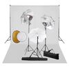 vidaXL fotostudieudstyr med lamper, paraplyer, baggrund og reflektor