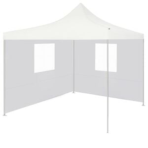 vidaXL foldbart festtelt med 2 sidev&aelig;gge 3 x 3 m st&aring;l hvid