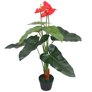 vidaXL kunstig flamingoblomst med potte 90 cm r&oslash;d og gul