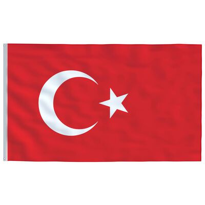 vidaXL Tyrkiet flag og flagstang 6,23 m aluminium