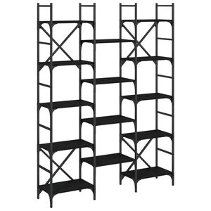 vidaXL bogreol 127,5x28,5x172,5 cm konstrueret tr&aelig; sort