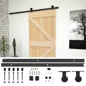 vidaXL Skyded&oslash;r 90 x 210 cm Massivt fyrretr&aelig; Naturfarvet og sort