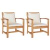 vidaXL Stol 2 Stk Brun og Creme 65 x 60 x 76,5 cm Massiv Teaktr&aelig;