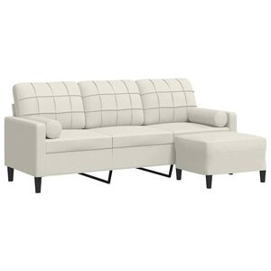 vidaXL 3-personers sofa med fodskammel 180 cm velour cremefarvet