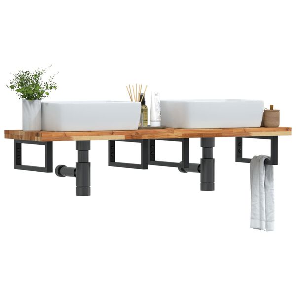 vidaXL v&aelig;gh&aelig;ngt badev&aelig;relseshylde st&aring;l og massivt akacietr&aelig;