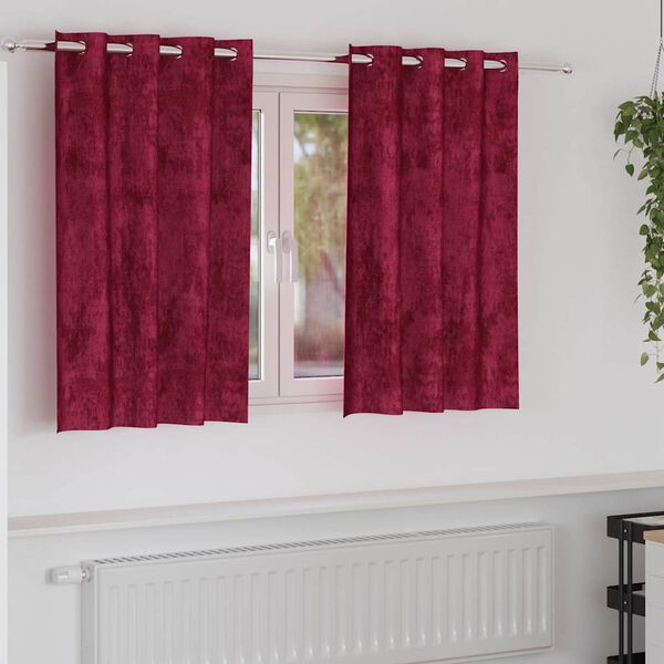 vidaXL Velour Gardiner med gardiner 2 pcs Vinrød 140 x 140 cm Fløjl