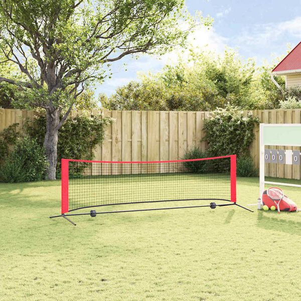 vidaXL Tennis Net Sort og r&oslash;d 301 x 90,5 x 87 cm Polyester