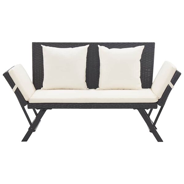 vidaXL haveb&aelig;nk med hynder 176 cm polyrattan sort