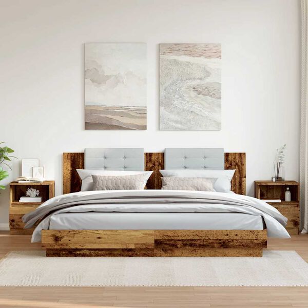 vidaXL sengeborde 2 stk. 40x40x50 cm konstrueret træ antikt træ