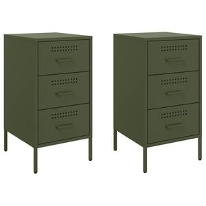 vidaXL sengeborde 2 stk. 36x39x68 cm st&aring;l olivengr&oslash;n