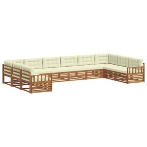 vidaXL Sofas&aelig;t 6 stk. Naturlig og Fl&oslash;de Massivt Akacietr&aelig;