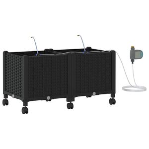 vidaXL Havekrukke med vanding og hjul 2 stk. Sort 80 x 40 x 43,5 cm PP