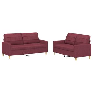 vidaXL sofas&aelig;t 2 dele med hynder stof vinr&oslash;d