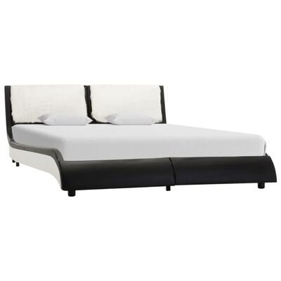 vidaXL sengestel 135x190 cm kunstlæder sort og hvid