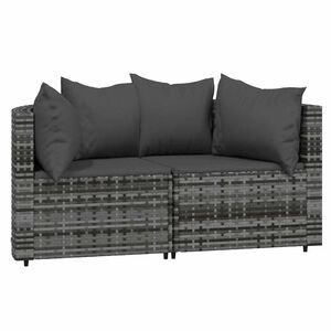 vidaXL hj&oslash;rnemoduler til havesofa 2 stk. med hynder polyrattan gr&aring;