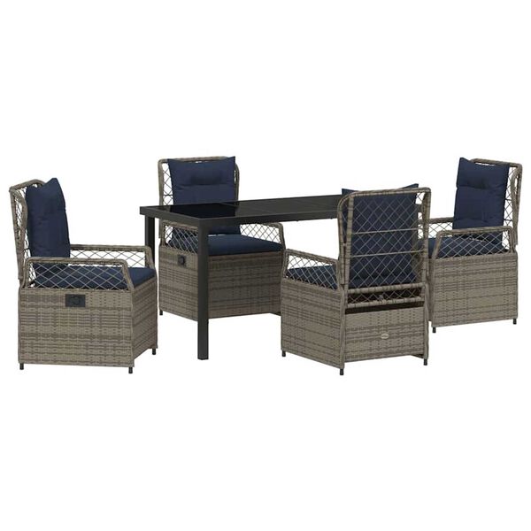 vidaXL Have Spisebordssæt 5 pcs Grå polyrattan