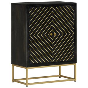 vidaXL sk&aelig;nk med 2 l&aring;ger 55x30x75 cm massivt genbrugstr&aelig; sort og guld