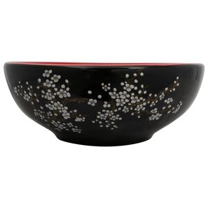vidaXL h&aring;ndvask til bordplade &Phi;41x14 cm rund keramik sort og r&oslash;d