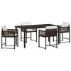 vidaXL Have Spisebordss&aelig;t 5 pcs Brun polyrattan