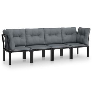 vidaXL lounges&aelig;t til haven 4 dele polyrattan sort og gr&aring;