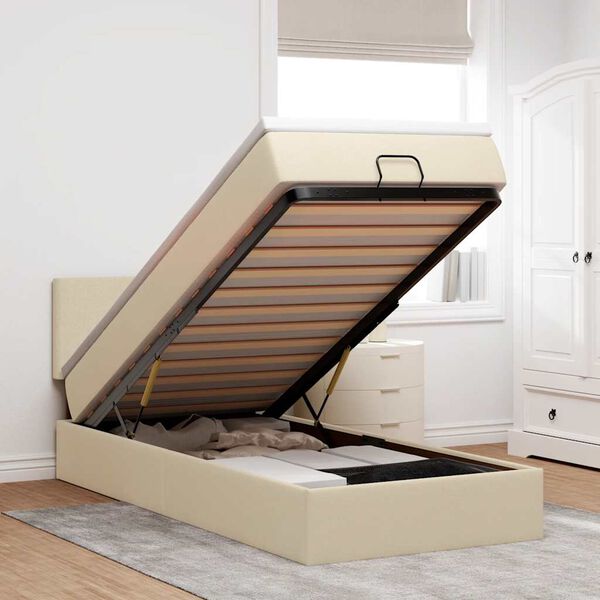 vidaXL osmannisk sengeramme med madras 90x190 cm stof cremefarvet