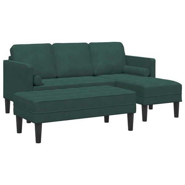 vidaXL Sofa S&aelig;t med pude 2 pcs M&oslash;rkegr&oslash;n Polyester