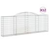 vidaXL buede gabionkurve 12 stk. 300x30x100/120 cm galvaniseret jern