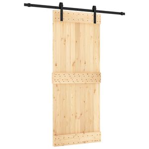 vidaXL Skyded&oslash;r Naturfarvet og sort 85 x 210 cm Massivt Fyrretr&aelig;