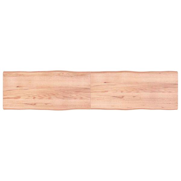 vidaXL bordplade 220x50x(2-4) cm naturlig kant behandlet tr&aelig; lysebrun