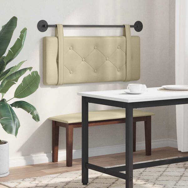 vidaXL H&aelig;ngende Hovedgavl V&aelig;gmonteret Creme 100 cm Faux l&aelig;der