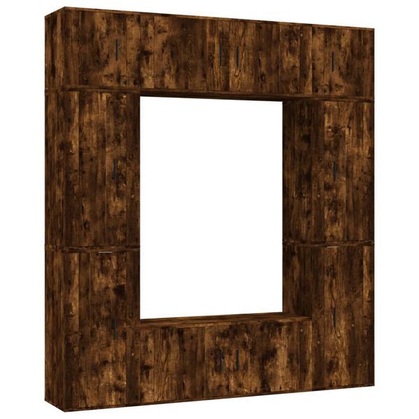 vidaXL tv-skabe 8 stk. konstrueret træ røget egetræsfarve