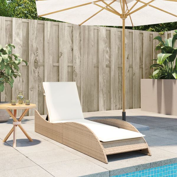 vidaXL liggestol med hynde 60x205x73 cm polyrattan beige