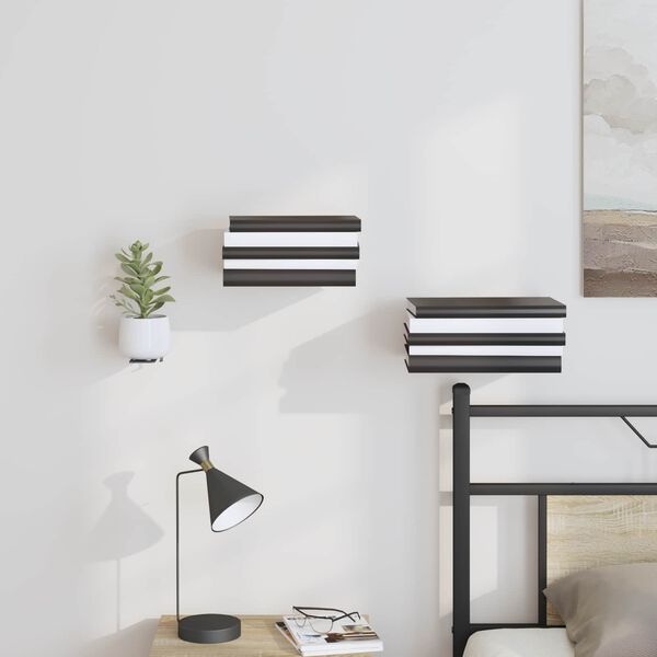 vidaXL Usynlig flydende hylde med hylde 4 pcs Sort 6 x 11 x 6,5 cm