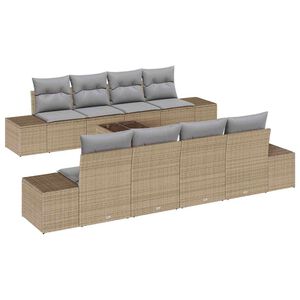 vidaXL Havesofa S&aelig;t med pude 8 pcs Beige og gr&aring; polyrattan