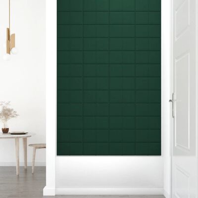 vidaXL vægpaneler 12 stk. 30x15 cm 0,54 m² stof mørkegrøn