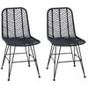 vidaXL Spisestuestol 2 stk. Rattan og Jern Sort 44 x 54,5 x 85 cm