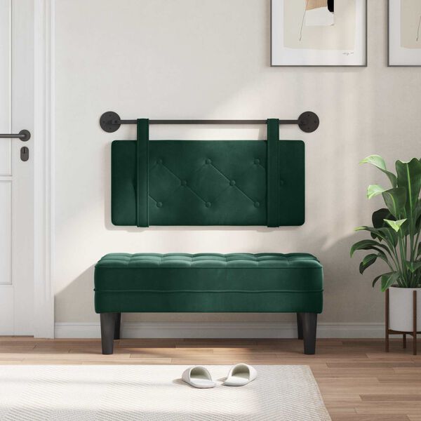 vidaXL H&aelig;ngende Hovedgavl V&aelig;gmonteret M&oslash;rkegr&oslash;n 90 x 55 x 5 cm Fl&oslash;jl