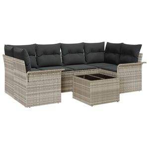 vidaXL Havesofa S&aelig;t med pude 7 pcs Lysegr&aring; og m&oslash;rkegr&aring; 55 x 55 x 37 cm