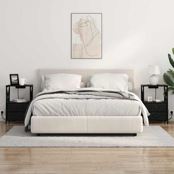 vidaXL Natskab med skuffe Sort eg 40 x 31 x 60 cm Konstrueret tr&aelig;