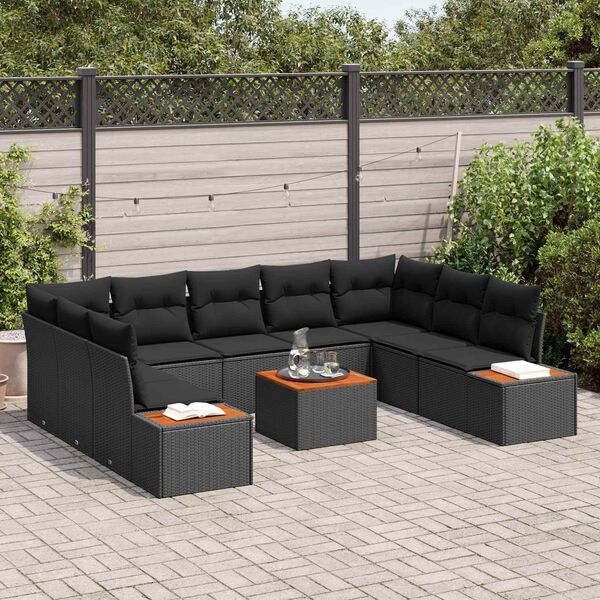 vidaXL Havesofa S&aelig;t med pude med opbevaring 5 pcs Sort Polyrattan