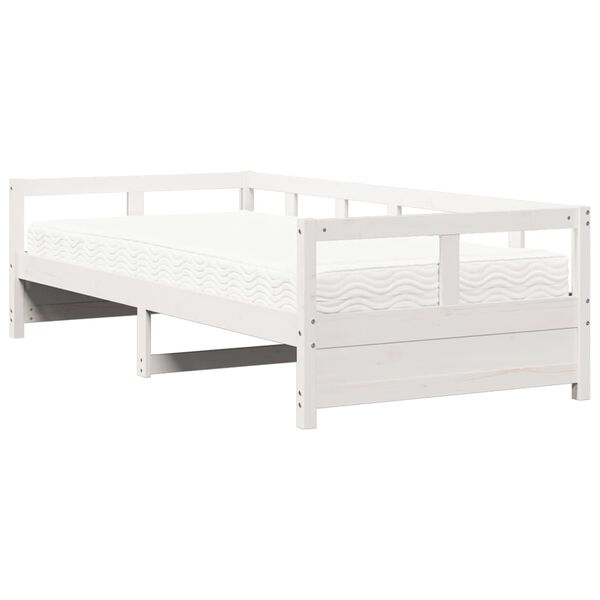 vidaXL daybed med madras 90x200 cm massivt fyrretr&aelig; hvid