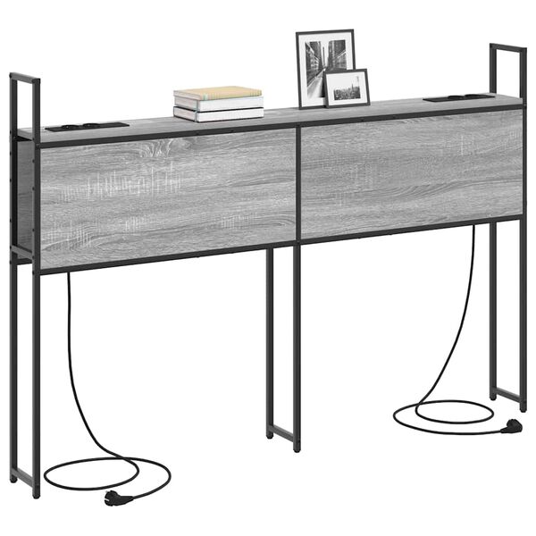 vidaXL Opbevaringshovedgavl med Opladningsstation Gr&aring; sonoma-eg 160 cm
