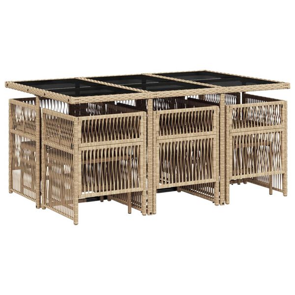 vidaXL spisebordss&aelig;t til haven 11 dele med hynder polyrattan beige