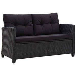 vidaXL topersoners havesofa med hynder 124 cm polyrattan sort